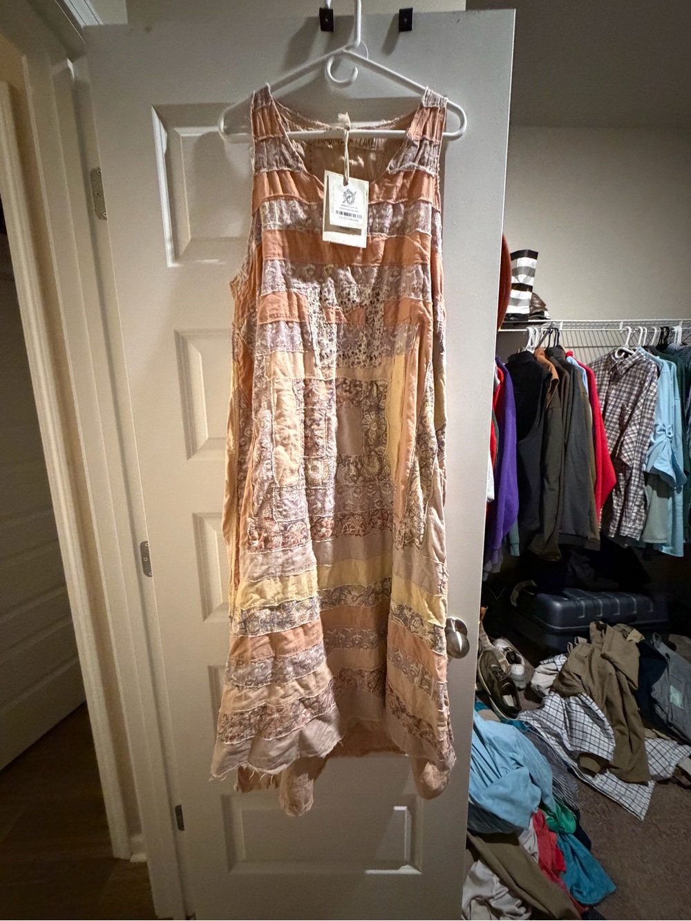 Magnolia Pearl Peach Multi Patchwork Maxi Dress